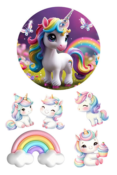 BatıDoğu Yenilebilir Yuvarlak Pasta ve Figür Resim Baskısı Şekerli Kağıt Unic...