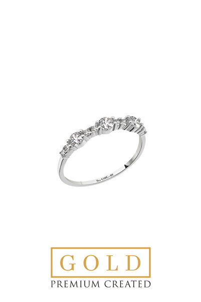 So CHIC... 8 Ayar Beyaz Altın Sertifikalı Premium Created Taşlı Yüzük