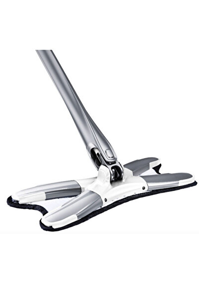 Flippy Mop Plat, Flippy, cu Sistem de Stoarcere, 2 Lavete Incluse, Lungime Telescopica 140 cm, Argintiu