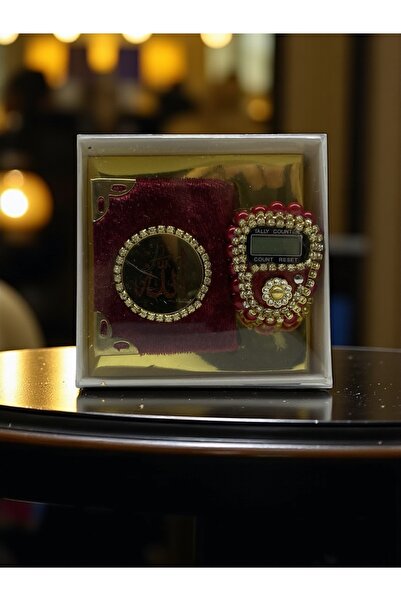 Hac AVM Özel Kutulu Mini Kuran ve Taşlı Zikirmatik Hediyelik Set – Çeyizlik v...