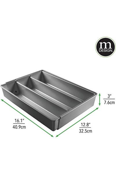 MDesign Cutlery Organizer with 4 Compartments, Gray, 22.5 cm - 57.3 cm