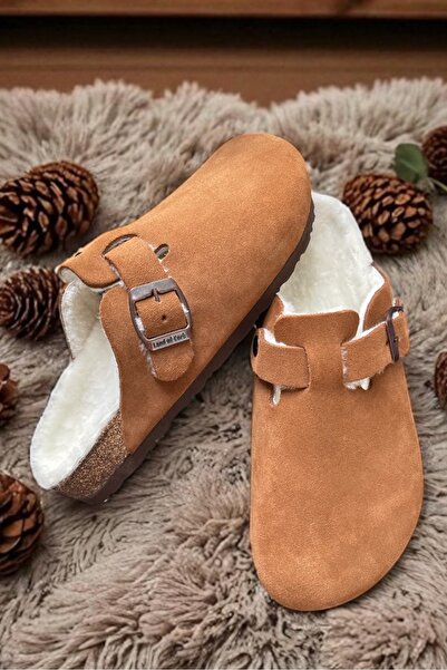 LAND OF CORK LC Land of Cork Anatomical Unisex Genuine Fur Indoor Slippers Natural Cork Sole Arch Supported House Slippers