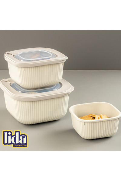 Lida Houseware 3-Piece Plastic Storage Container Set – Microline 600/1100/180