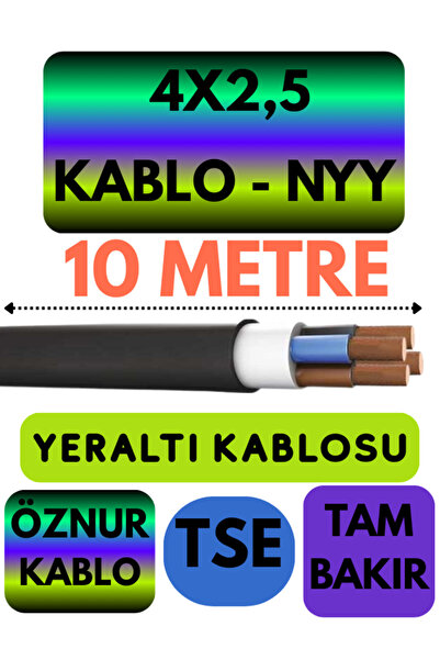 Avarson Öznur 4X2,5 NYY (Yeraltı Kablosu) Metre Seçenekli 10 METRE