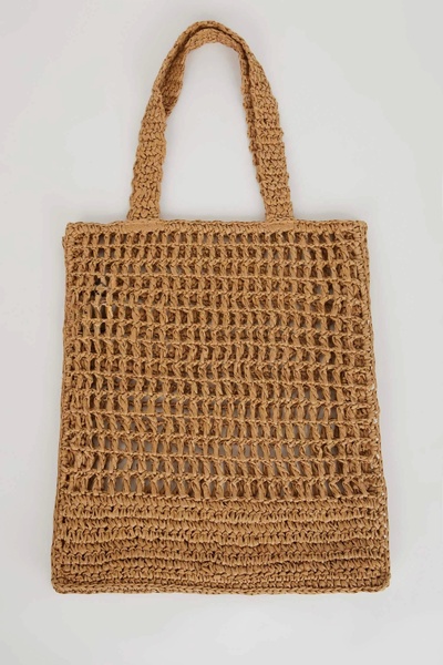 DeFacto B9037 Beige Women's Straw Shoulder Bag