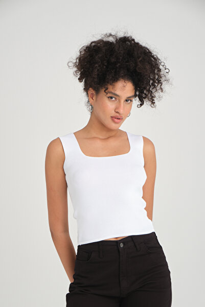 franky B Γυναικεία αμάνικη μπλούζα με τετράγωνο λαιμόκοψη