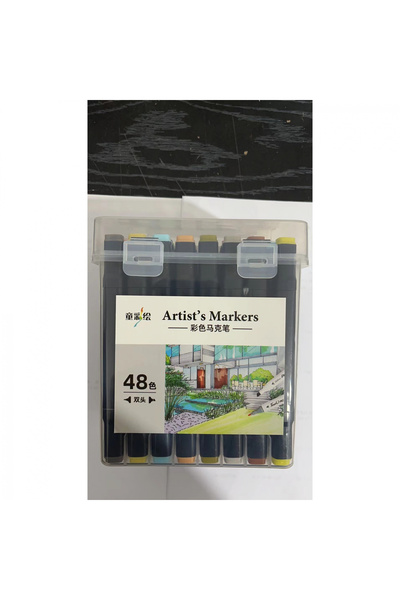 Toolsy Set 48 Markere cu Alcool Twin Touch, Cutie Plastic Inclusa, Flippy, Mu...