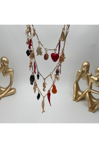 Ps Multi-Figure Layered Gold Color Bijouterie Necklace |   Colorful & Eye-Cat...