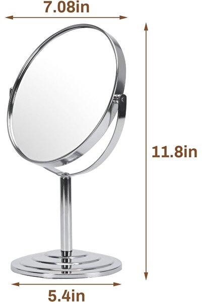 Generic Makeup Mirror Vanity Mirror for Tabletop, Silver 7 Inch Standing Bathroom Co