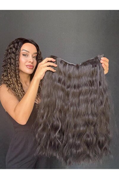 Suzan Peruk Yarımay Çıtçıt saç Geniş tek parça Tak ve anında uzun yoğun saçla...