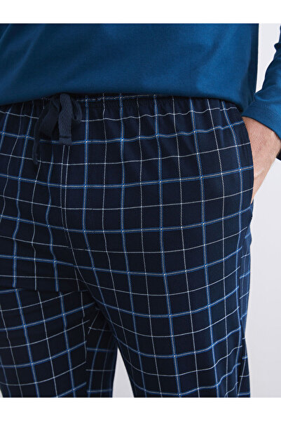 LC Waikiki Lacivert Standart Kalıp Ekose Erkek Pijama Alt W50112Z8