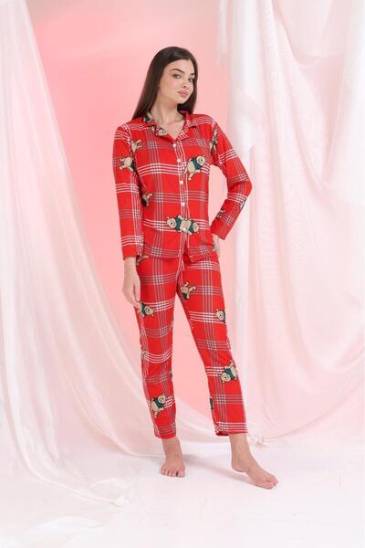 Hepyek Long Sleeve Front Button Suede Pajama Set