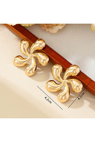 TREND COLLECTİON Altın Kaplama Gold Kadın Çiçek Küpe