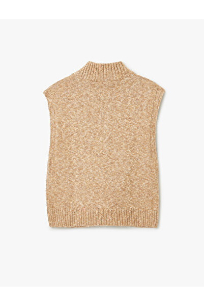 Koton Half Zipper Detailed Stand Collar Sleeveless Knitwear Sweater