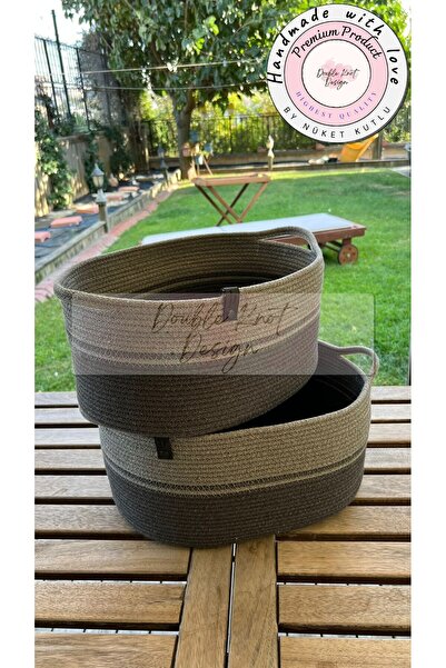 DOUBLE KNOT DESİGN 2li Organizer Tress Çok Amaçlı Düzenleyici Sepet Hasır Jüt...