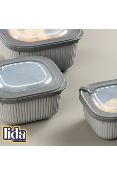 Lida Houseware 3-Piece Plastic Storage Container Set – Microline 600/1100/180