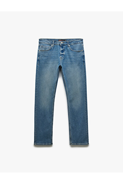 Koton Pantaloni din bumbac cu talie normală, cu croiala dreaptă - Mark Jean