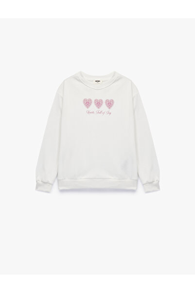 Koton Uzun Kollu Baskılı Bisiklet Yaka Pamuklu Sweatshirt