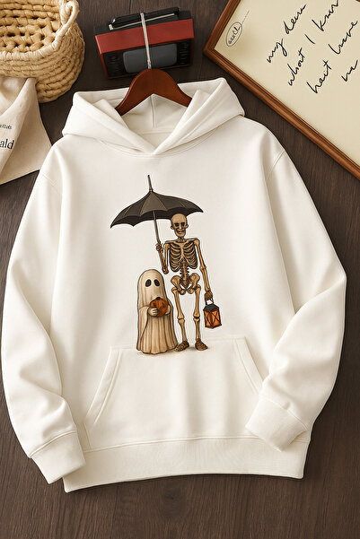 SVART WEAR Hanorac casual din bumbac cu tematică de Halloween supradimensionat cu glugă Swea tricou cu imprimeu