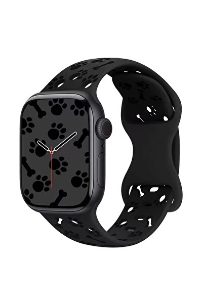 Alstrap Apple Watch 11-10 46mm 9 8 7 45mm Se 6 5 4 44mm Ultra 49mm Compatible Paw & Bone Patterned Silicone Band