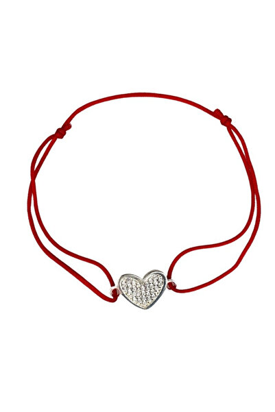 Toolsy Bratara Snur Reglabil, Argint 925, Inima cu Minizirconii, Jolie Silver, 1 g, 1.8 cm x 1.3 cm