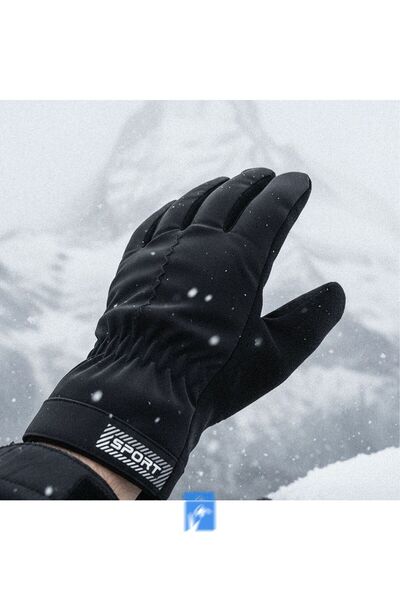 PIECE SIGNATURE Touchscreen-Compatible, Fur-Lined Men's Inflatable Parachute Fabric Gloves
