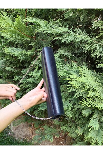 CHEFF Women's Fabric Black Chain Evening Dress Clutch Portfolio Evening Bag with Shoulder Strap