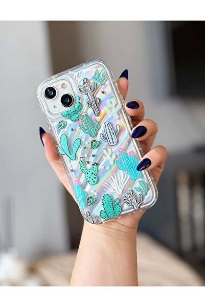 MİRAZ TASARIM IPHONE 13/14/15 HOLOGRAM FİLMLİ LAZER KESİMLİ ŞEFFAF KILIF
