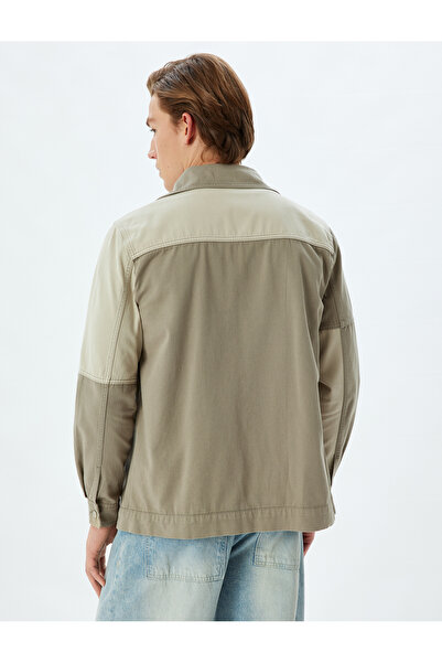 Koton Košile Bunda Barevný blokovaný design Kapsa na zip Detailní provedení Bavlna