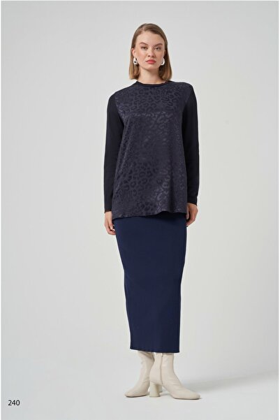 Nuss 3002 Tunic with Mercerized Leopard Print on the Sleeves and Back