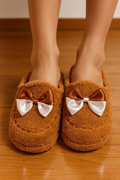 BYRAMSE Plush Comfortable and Useful House Slippers with Bow Tie Detail
