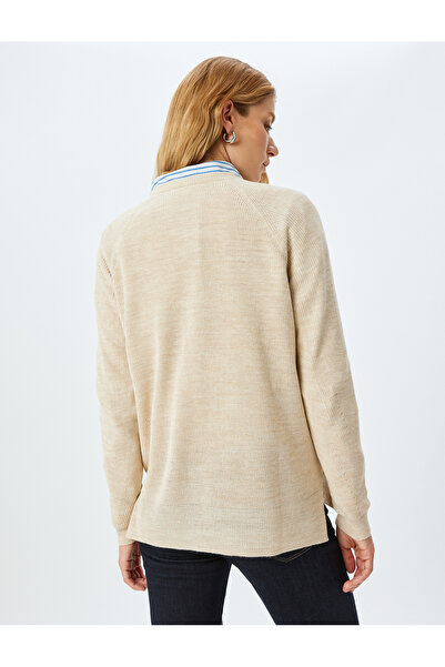 Koton Long Sleeve Wide Round Neck Knitwear Oversize Sweater