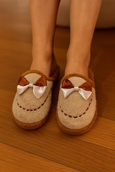 BYRAMSE Plush Comfortable and Useful House Slippers with Bow Tie Detail