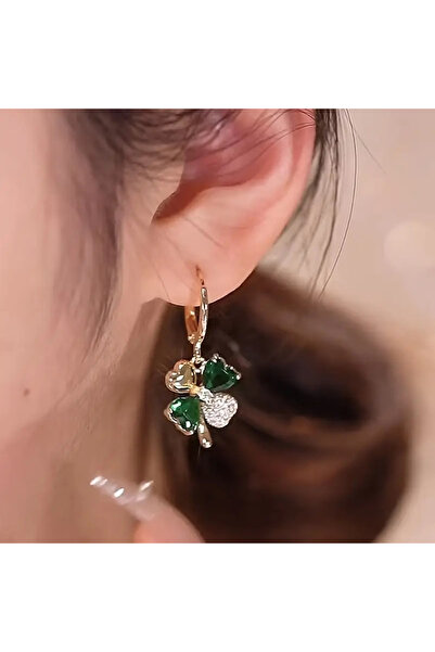 SEVAS GOLD Gold Color Women's Four Leaf Clover Earrings
