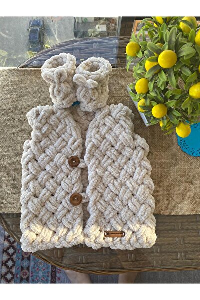 Alizee El örgüsü bebek yelek patik takımı