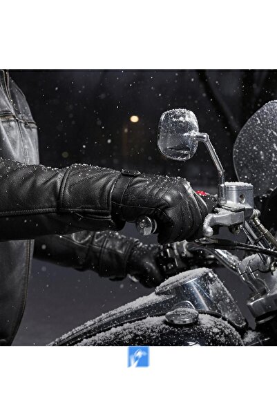PIECE SIGNATURE Men's Inflatable Faux Leather Biker Gloves with Fur Inside