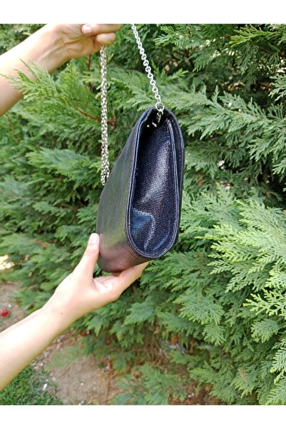 CHEFF Women's Fabric Black Chain Evening Dress Clutch Portfolio Evening Bag with Shoulder Strap