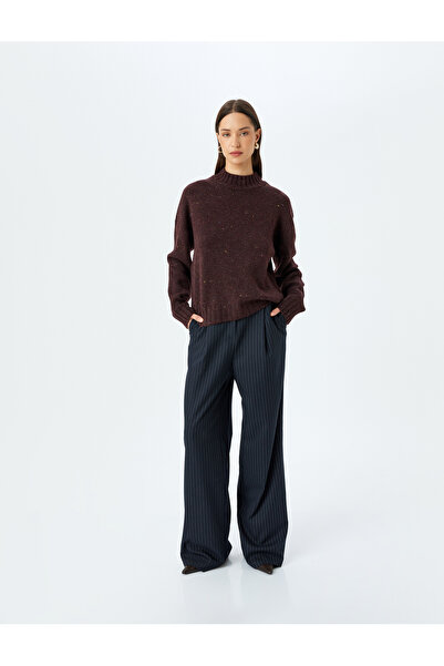 Koton Langärmliger Basic-Strickpullover mit Stehkragen