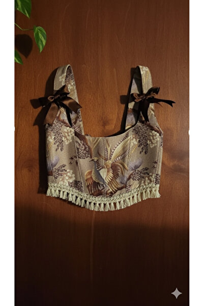 KSDESIGN kuş desen balenli korse büstiyer