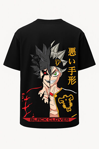 nirvoda Μπλουζάκι με στάμπα Asta Black Clover - Μεγάλη στάμπα - Φαρδιά εφαρμογή