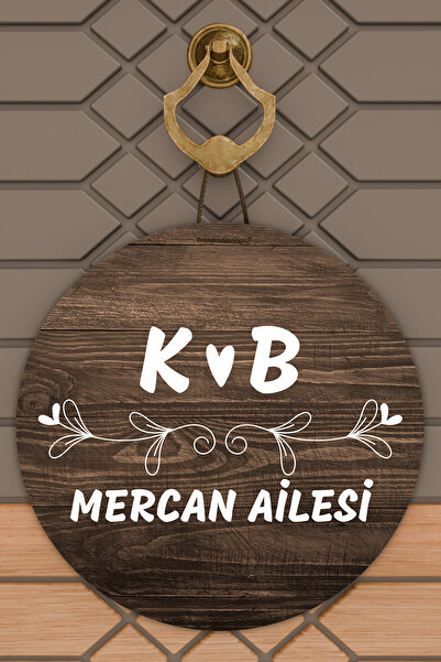 Dormot Modern Dijital Baskı Kişiye Özel Baş Harfli ve Soyisimli Kapı Süsü, Gri