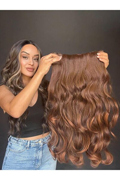 Suzan Peruk Yarımay Çıtçıt saç Geniş tek parça Tak ve anında uzun yoğun saçla...