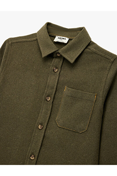 Koton Uzun Kollu Klasik Yaka Tek Cepli Düğmeli Gömlek