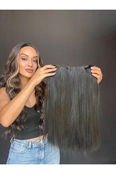 Suzan Peruk Yarımay Çıtçıt saç Geniş tek parça Tak ve anında uzun yoğun saçla...