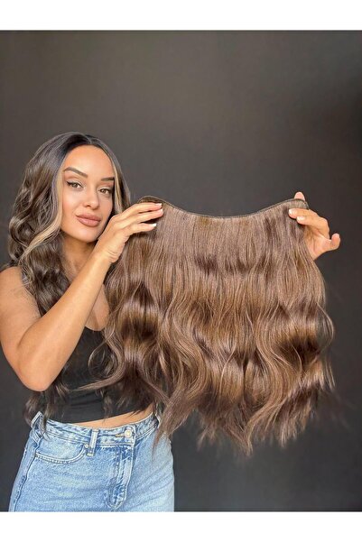 Suzan Peruk Yarımay Çıtçıt saç Geniş tek parça Tak ve anında uzun yoğun saçla...