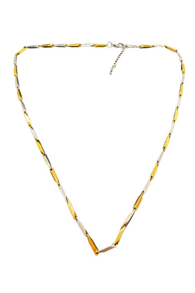 FM Gold & Silver Color Baklava Slice Model 316L Steel Necklace |   Modern and...