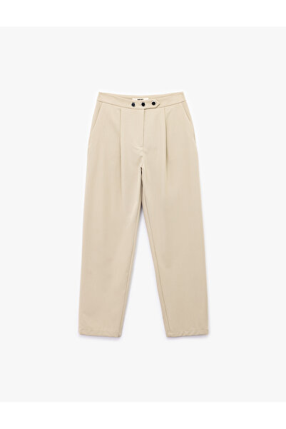 Koton Cepli Pile Detaylı Yüksek Bel Havuç Kesim Kumaş Pantolon