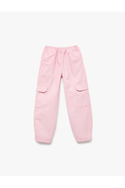 Koton bumbac Pantaloni Beli cu elastic în talie și cu buzunare parașute cu po...