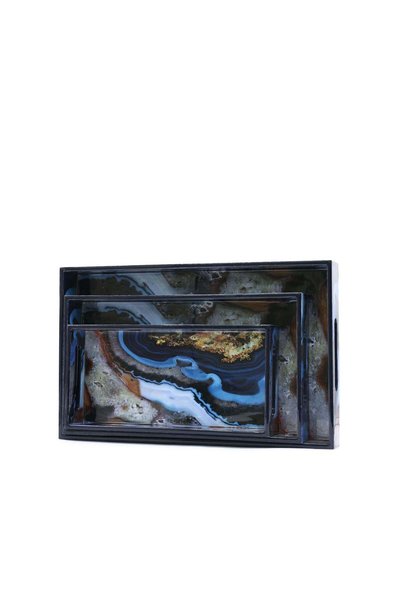 Decor Impex منقوش صينية خشبية كبيرة الحجم