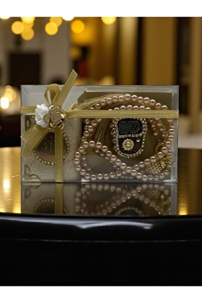 Hac AVM Özel Kutulu Mini Kuran, İnci Tesbih ve Taşlı Zikirmatik Hediyelik Set...